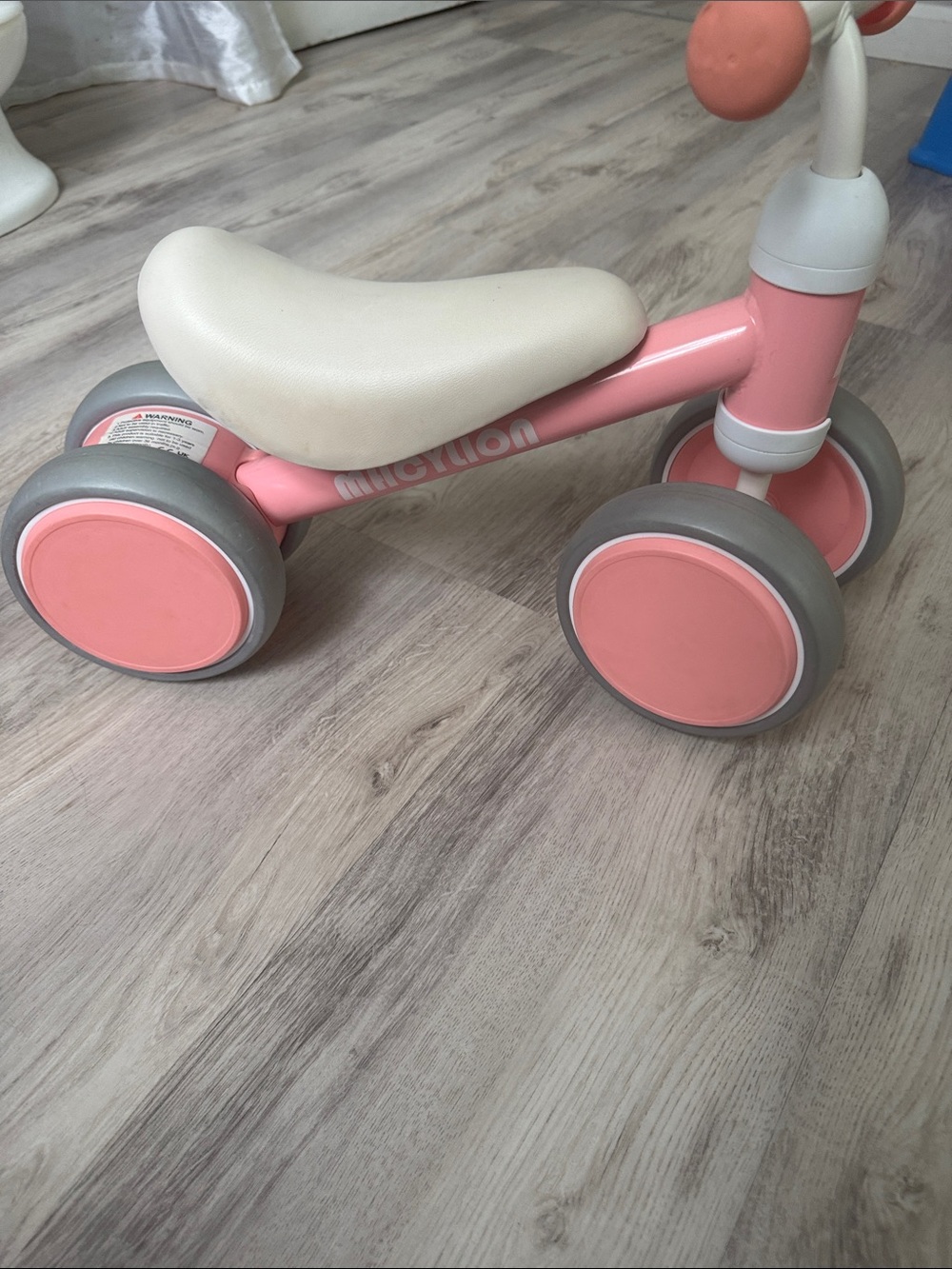 Kids Pink Ride-On Toddler Scooter with White Seat